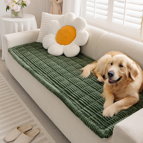 PlushGuard™ – Protector de Sofá Ultrasuave para Mascotas | Franela Premium, Antideslizante y Lavable